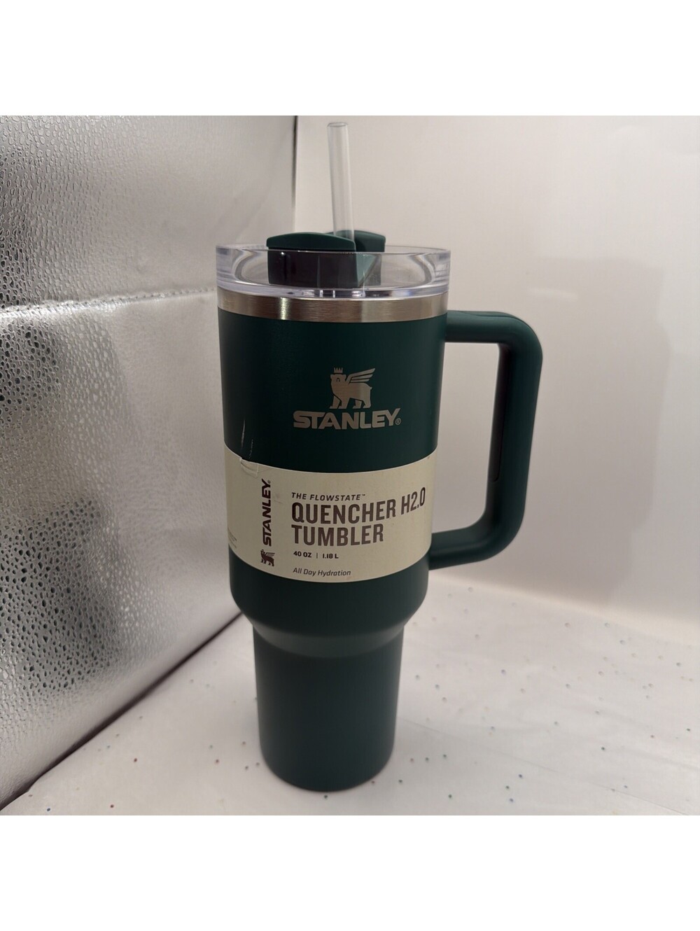 Stanley Quencher H2.0 Tumbler 40 Oz NWT Flowstate With Straw Pine Dried Pine